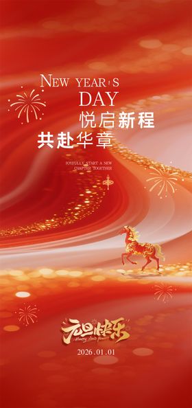 马年元旦轻奢海报