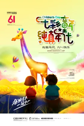 儿童节促销六一背景晚会