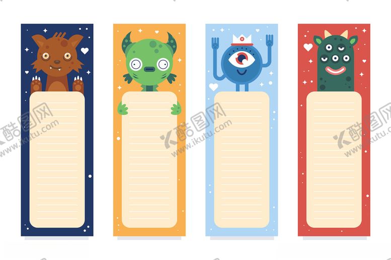 编号：66826910122300023408【酷图网】源文件下载-可爱动物图案书签设计