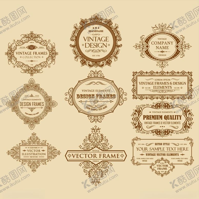 编号：37157304301311083468【酷图网】源文件下载-复古金色装饰性边框集合