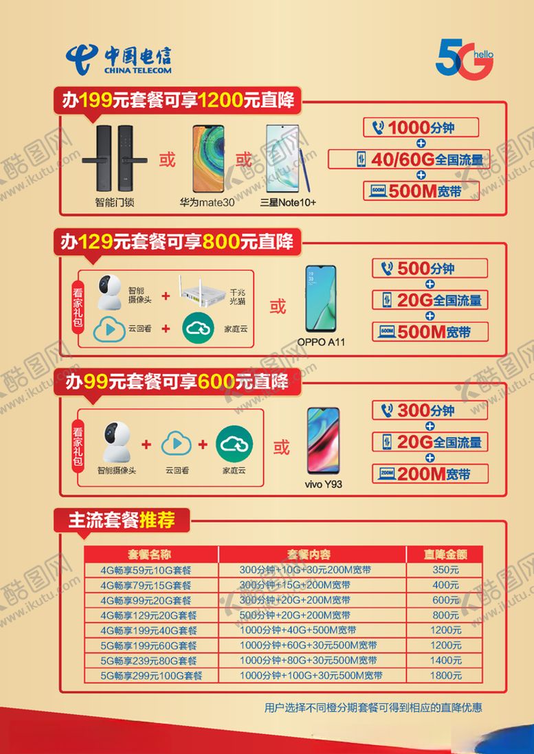 编号：82819309140311141491【酷图网】源文件下载-中国电信5G套餐