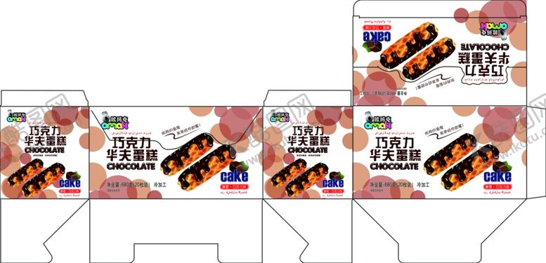 编号：86088110241922181847【酷图网】源文件下载-巧克力饼干糕点包装盒平面图