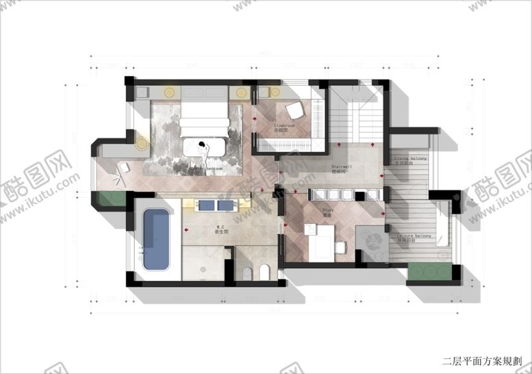 编号：91912404030023006741【酷图网】源文件下载-现代简约三室户型平面图