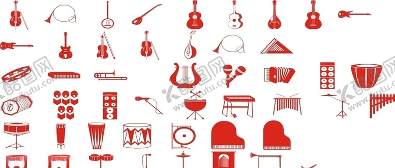 编号：43903009292334233540【酷图网】源文件下载-乐器剪影.