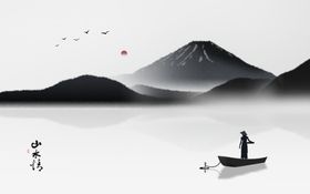 新中式水墨山水背景
