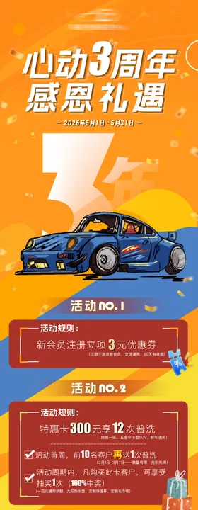 汽车洗美店行业周年庆活动海报