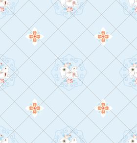 浅蓝色花卉几何图案背景