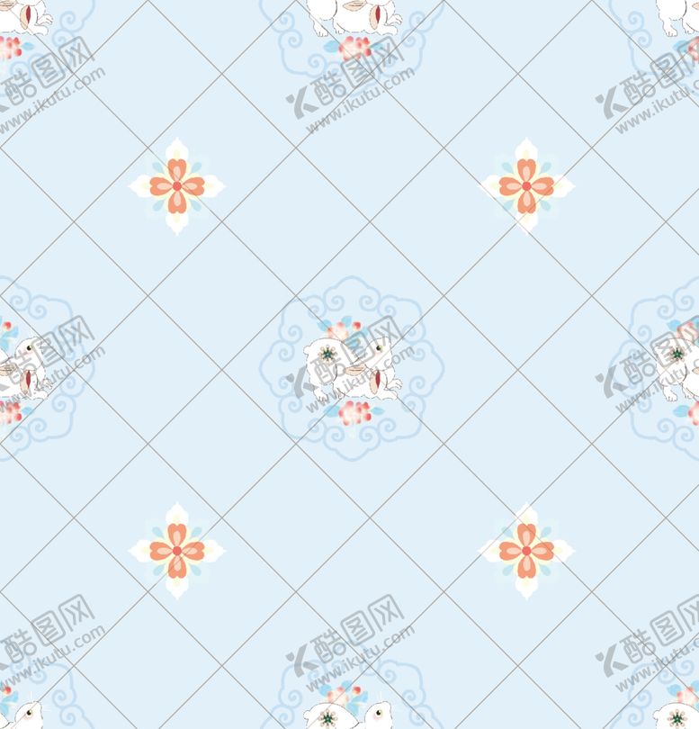 编号：39458304150039305891【酷图网】源文件下载-浅蓝色花卉几何图案背景