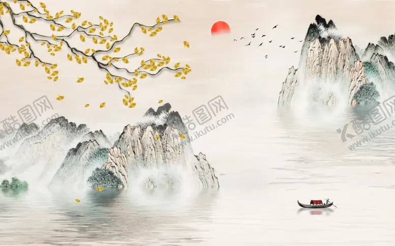 编号：19986703290641033301【酷图网】源文件下载-中式国画山水