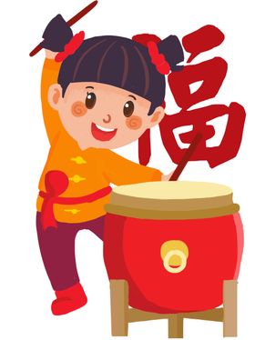 舞狮插画喜庆2024新春龙年