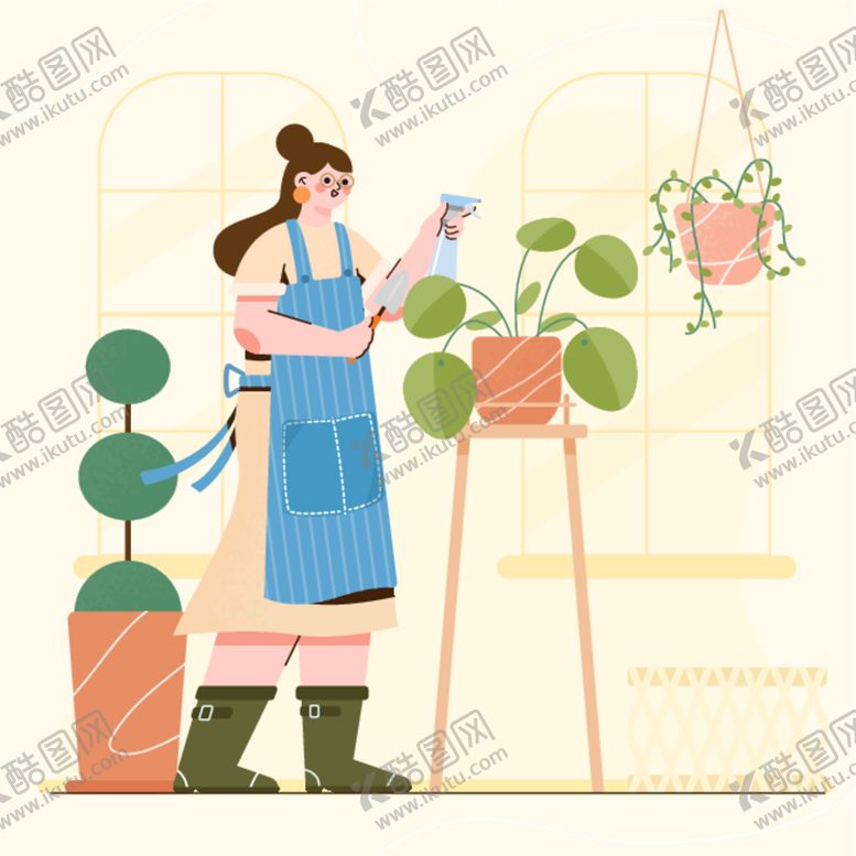 编号：23162212111215464787【酷图网】源文件下载-居家人物插画