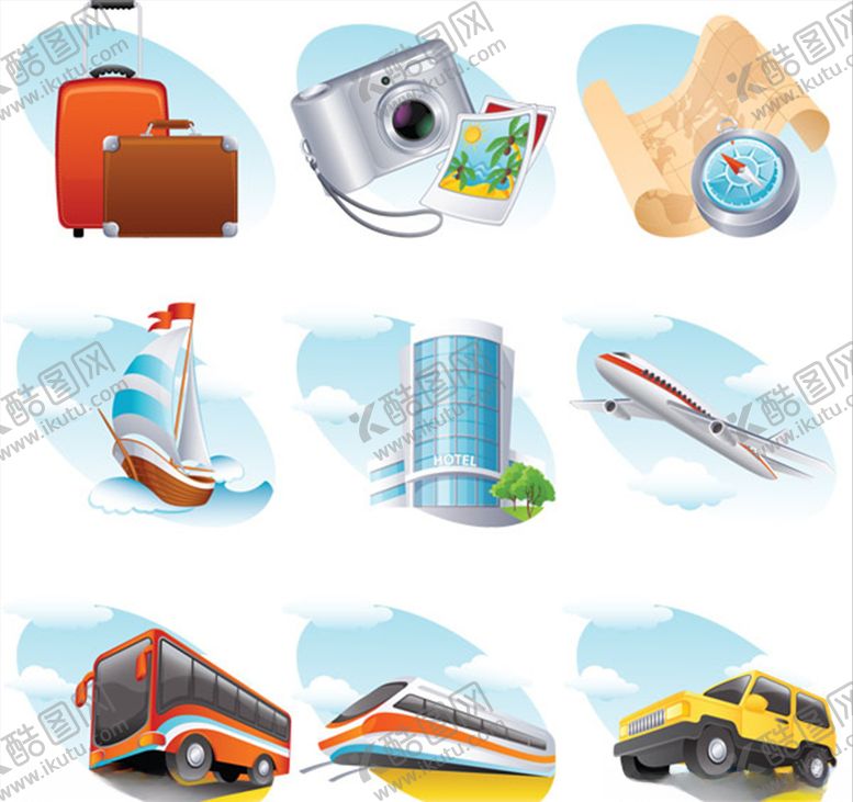 编号：91337209240438287093【酷图网】源文件下载-矢量旅游度假元素