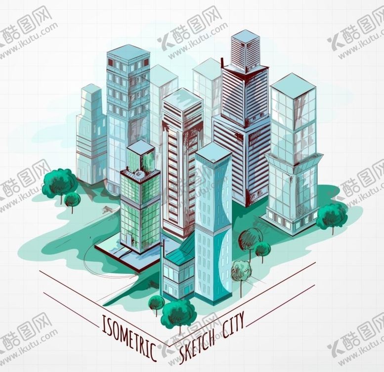 编号：55147407130804345434【酷图网】源文件下载-城市手绘鸟瞰素材