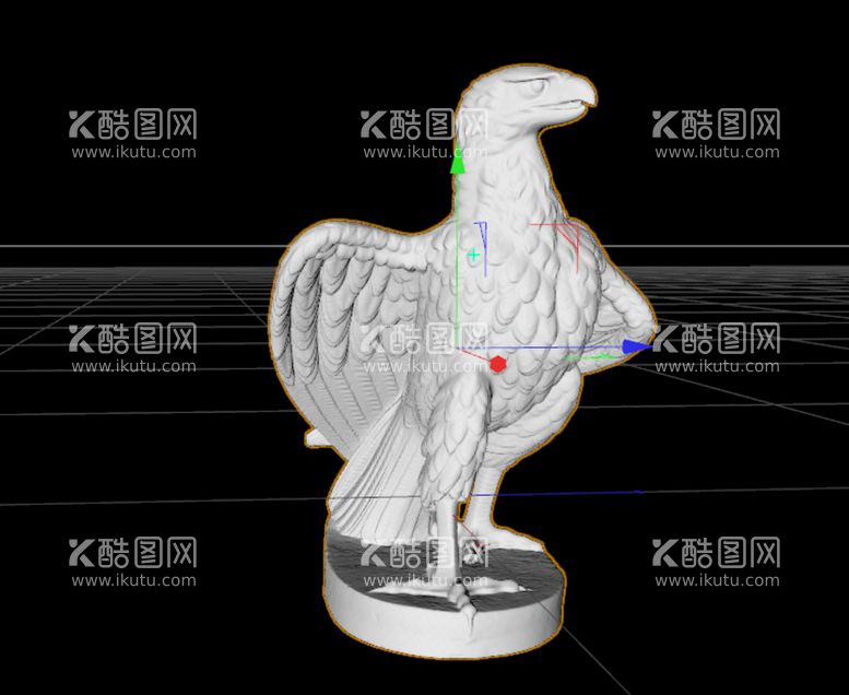 编号：25494812031745455508【酷图网】源文件下载-C4D模型鹰鸟石膏雕像石像雕塑