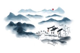水墨山水素材图片