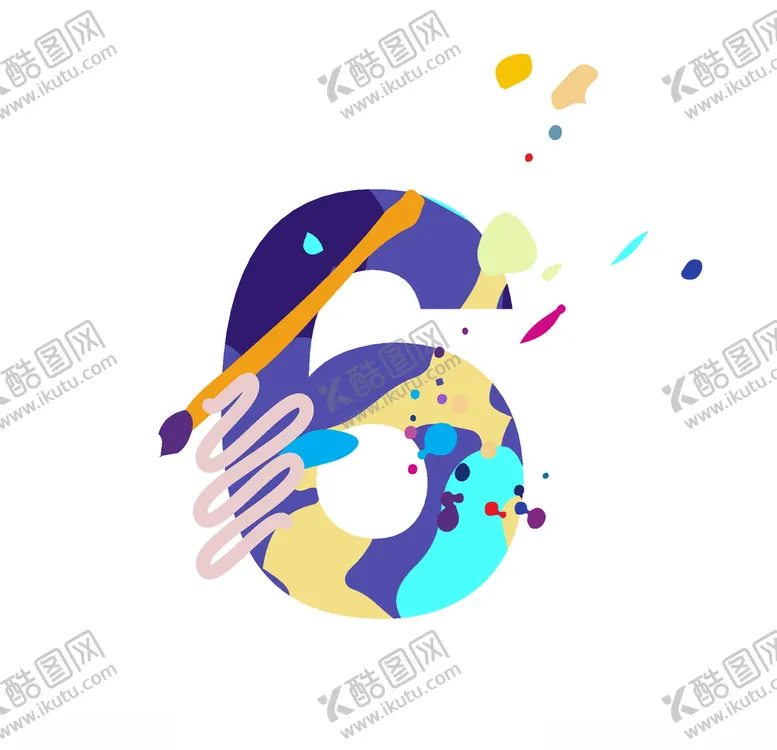 编号：72299207020101417245【酷图网】源文件下载-艺术彩色设计字母数字6