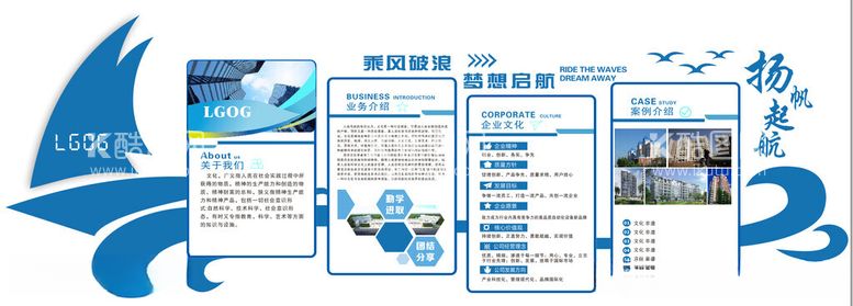 编号：73178312160924527586【酷图网】源文件下载-扬帆起航企业文化墙