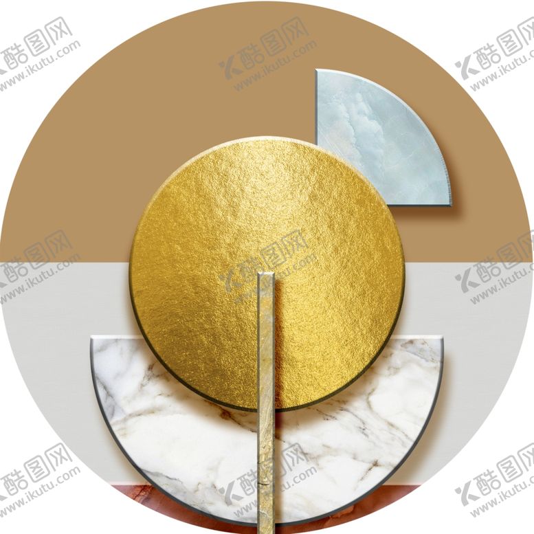 编号：44285101170401008201【酷图网】源文件下载-轻奢几何圆形挂画装饰画