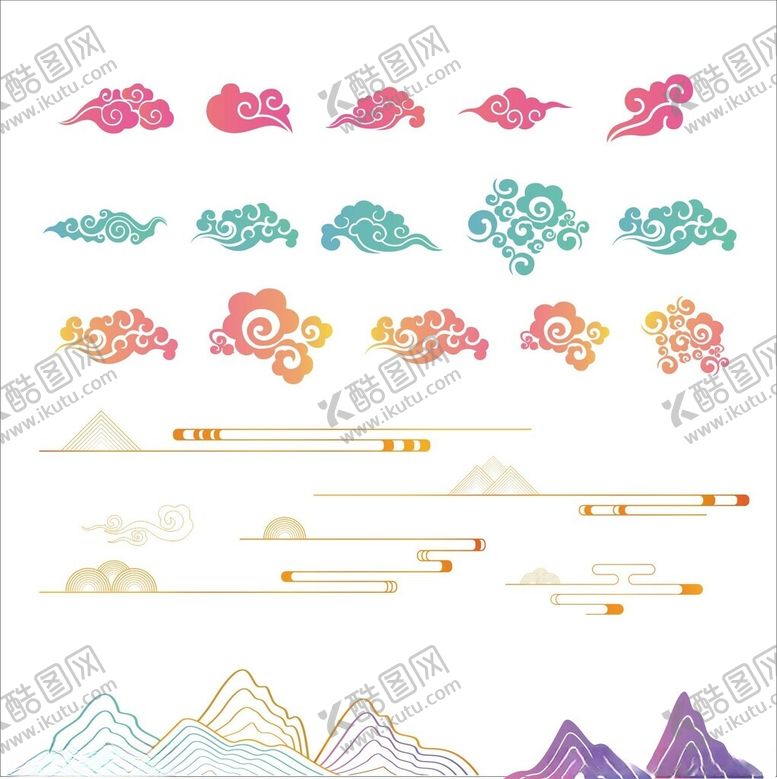 编号：82105611251543206082【酷图网】源文件下载-云纹图案集合