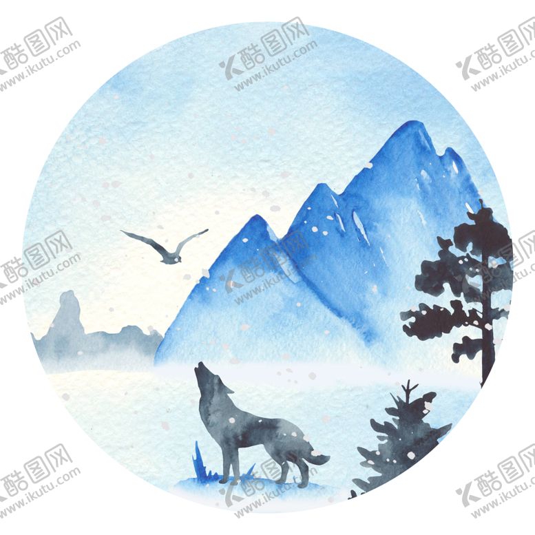 编号：21641307010627068760【酷图网】源文件下载-山村雪景水彩画