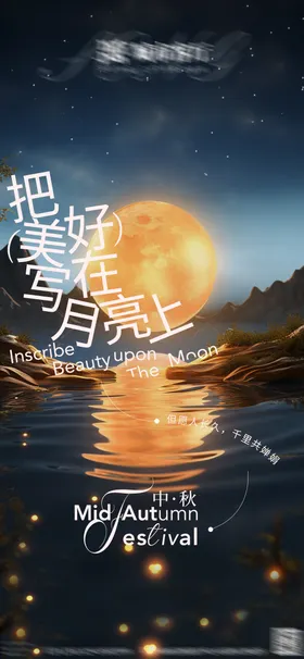 中秋节海报月亮酒吧夜店国传统日