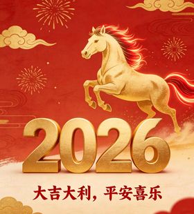 2026年金色骏马贺岁图景