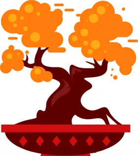 中国风古典元素聚宝盆盆栽