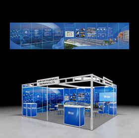 蓝色科技风企业展会特装展位设计