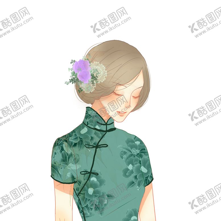 编号：41728306231608461032【酷图网】源文件下载-民国女性人物插画海报素材