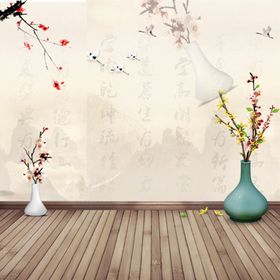 古风背景书法展板工笔画清新展板