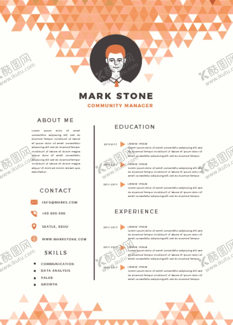 编号：30571109212231331496【酷图网】源文件下载-简历模板