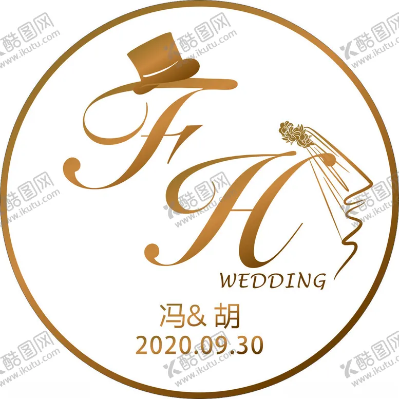 编号：79429403011309222236【酷图网】源文件下载-婚礼头纱模板改姓名首字母即可