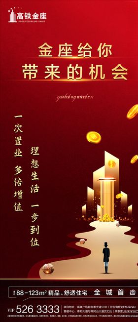 红色高端房地产海报