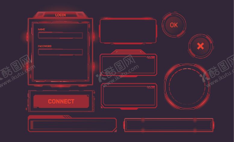 编号：19695410300539305265【酷图网】源文件下载-红色科技框