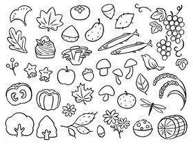 手绘秋季蔬果植物元素集