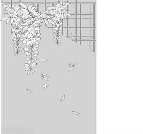 日本线描植物花卉矢量素材
