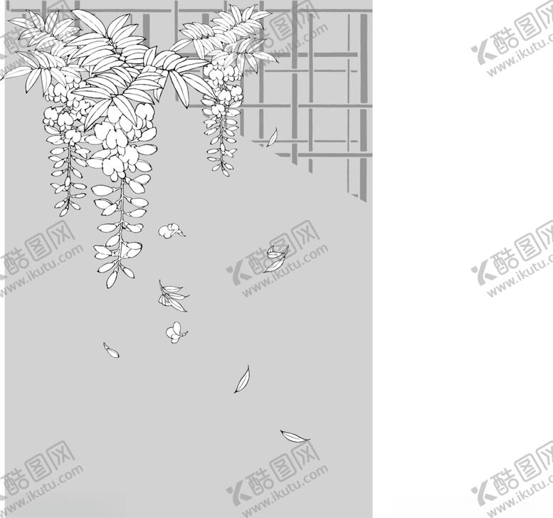 编号：37317310231251375160【酷图网】源文件下载-日本线描植物花卉矢量素材