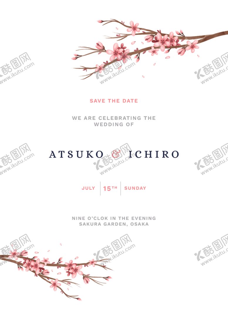 编号：53980206171718333297【酷图网】源文件下载-请柬婚礼樱花图片