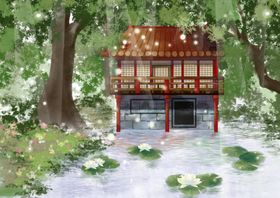 锦鲤传统清新插画卡通背景素材