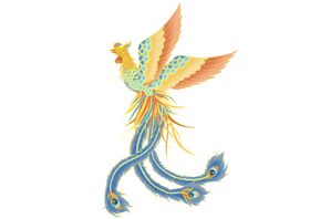 国潮动物凤凰鎏金元素