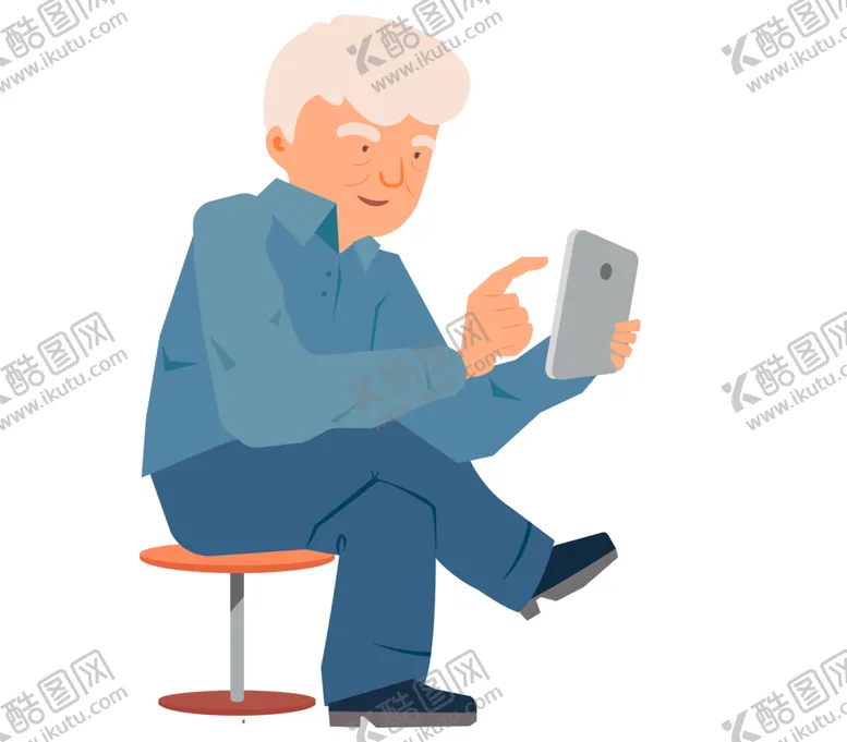 编号：94797901291311436304【酷图网】源文件下载-玩平板的老人