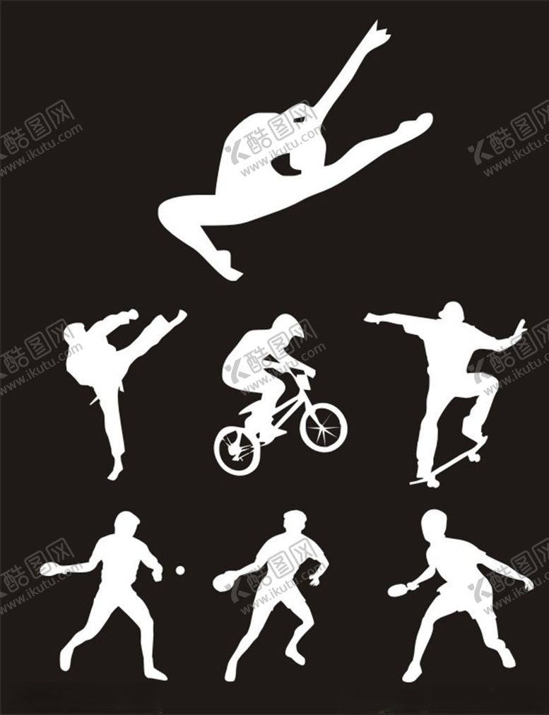 编号：41728010141436204330【酷图网】源文件下载-矢量运动人物剪影