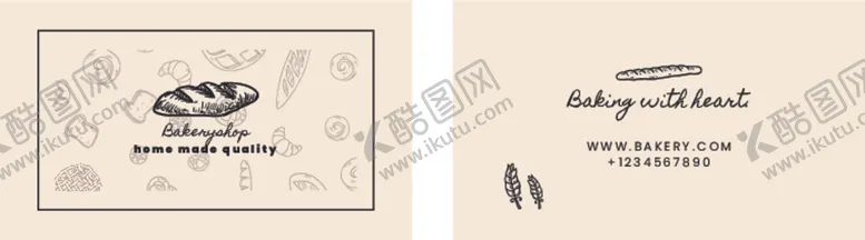 编号：75750112090635282379【酷图网】源文件下载-烘焙面包店名片