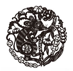 鼠年剪纸风格