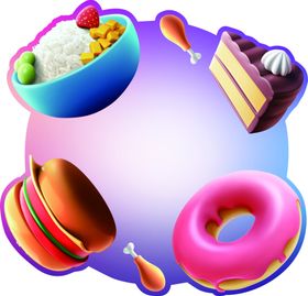 米饭蛋糕汉堡鸡腿甜甜圈