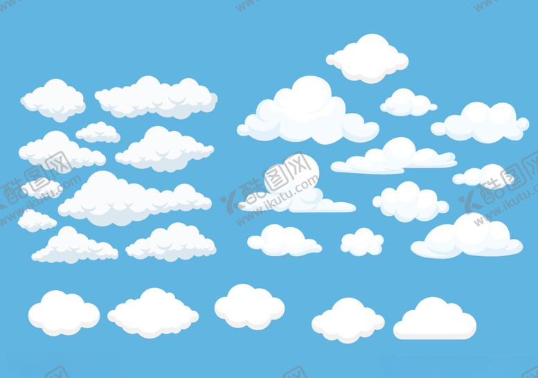 编号：13612804142233574976【酷图网】源文件下载-多样白云矢量素材图