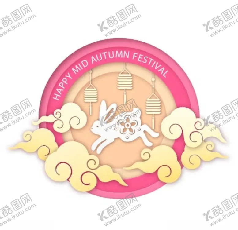 编号：78902606232101568357【酷图网】源文件下载-创意中秋节白兔和祥云矢量图