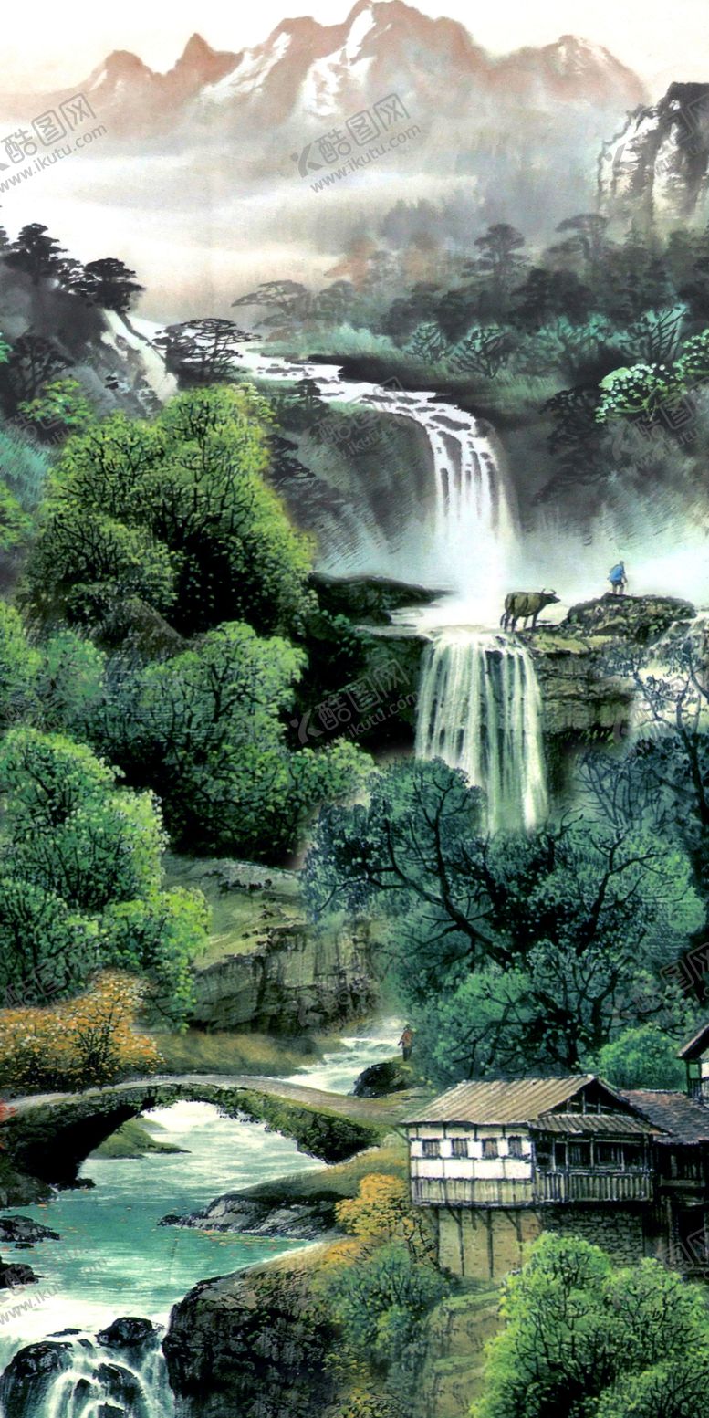 编号：29760810211300444325【酷图网】源文件下载-大气国画山水玄关画