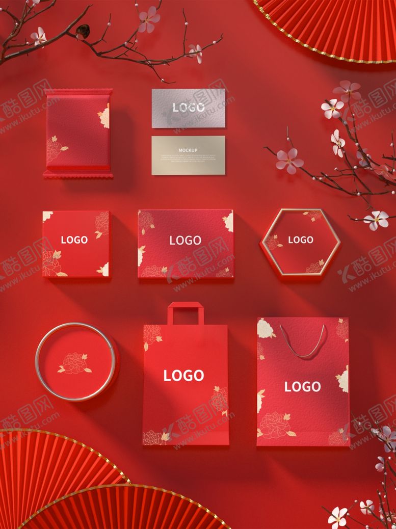 编号：42896610040355378180【酷图网】源文件下载-中国风食品包装VI样机