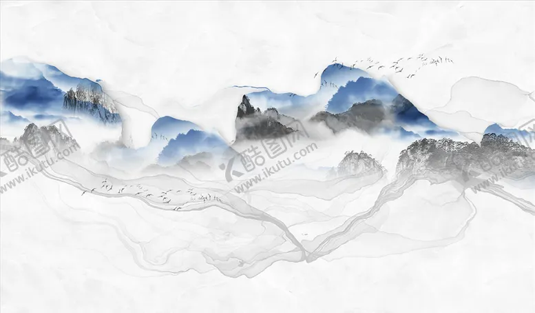 编号：39955505050704365807【酷图网】源文件下载-水墨山水背景墙